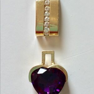 14k Gold Slide with Detachable Amethyst Heart